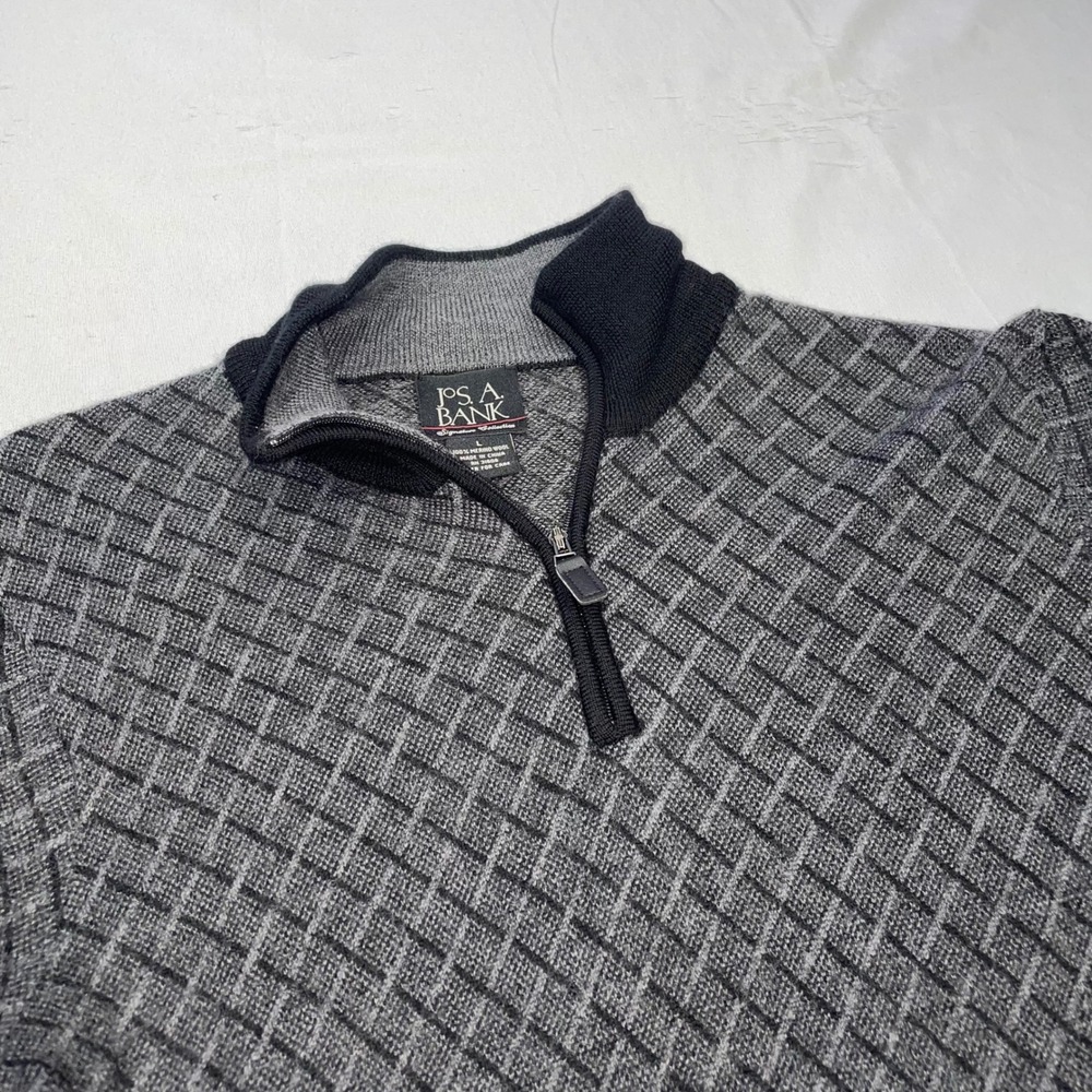 Jos. A. Bank Signature‎ Collection Mens Large 100% Merino Wool 1/4 Zip Sweater
